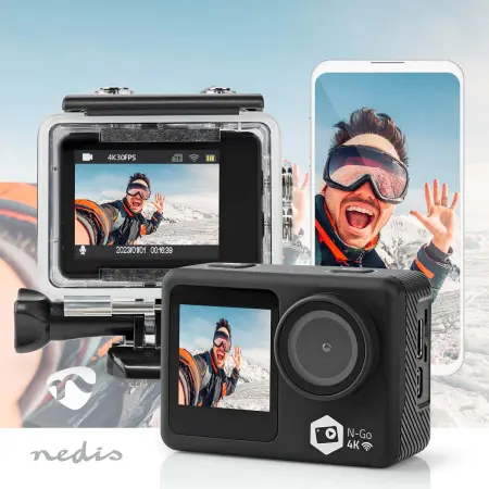 Action-kamera 4K 30fps 16MP 30m Nedis --> Action-kamera 4K 30fps 16MP 30m Nedis - Actionkameraer og fotostativer - 5412810439577 - 1