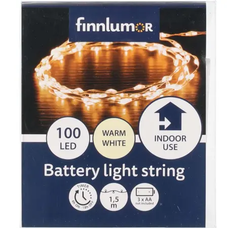 Batteri ljusslinga 100 micro-led varmvit - Batteridrivna ljusslingor - 6410416421445 - 0