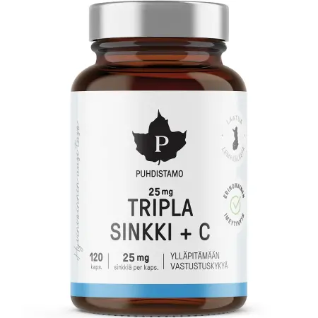 Tripla Zink + C 120 kapslar Pureness - Vitaminer och pulver - 6430039222915 - 0