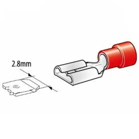 Platt kontakt hona 2,8mm 10st röd - Abikokontakter - 6438255200328 - 1