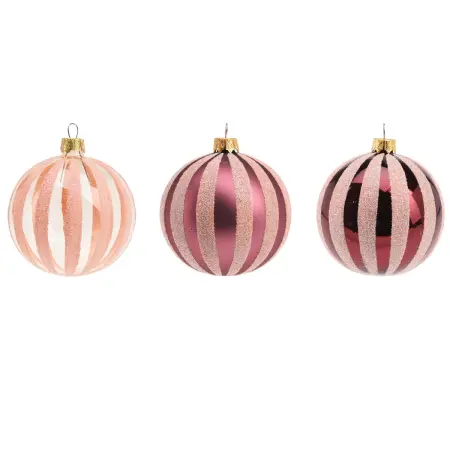Julgranskulor i glas 8cm med glitterränder - Julgransdekorationer - 8721037268448 - 0