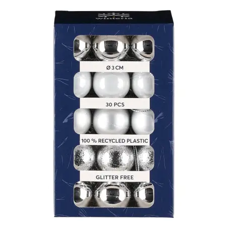 Julgranskulor 3cm 30st silver - Julgransdekorationer - 6410416370552 - 1