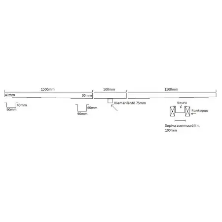 Trädgårdssauna golvränna 1600 - 3400mm - Eldstadstillbehör - 6430070620015 - 1