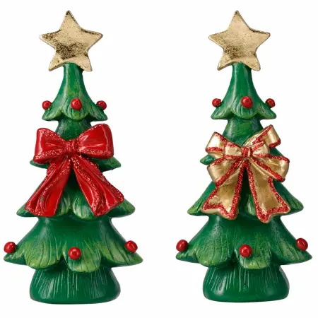 Juldekoration julgran med rosett 13cm sortiment - Julpynt - 8721461008931 - 0