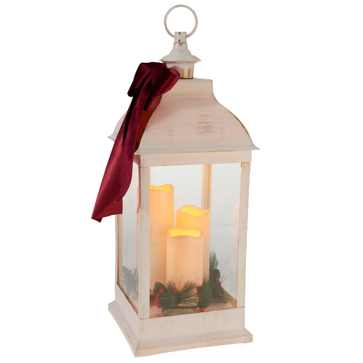 LED lanterne Xmas 60 cm hvid sløjfe - LED lanterner - 8721461102226 - 0