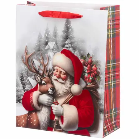Gavesæk Julemand og rensdyr 32x26x10 cm - Emballage - 6410416498706 - 0