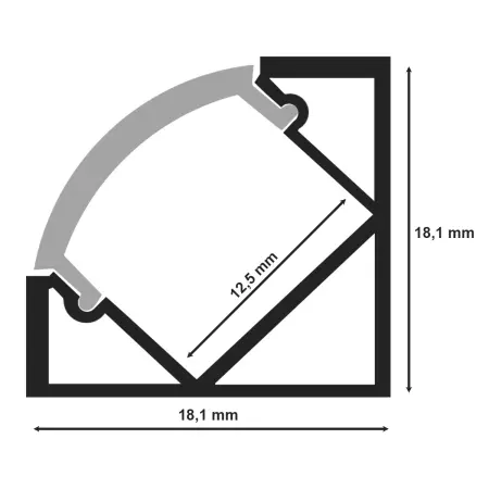 Aluminiumliste LED 1m hjørne hvid - LED strip og LED strip - 6418536022146 - 1