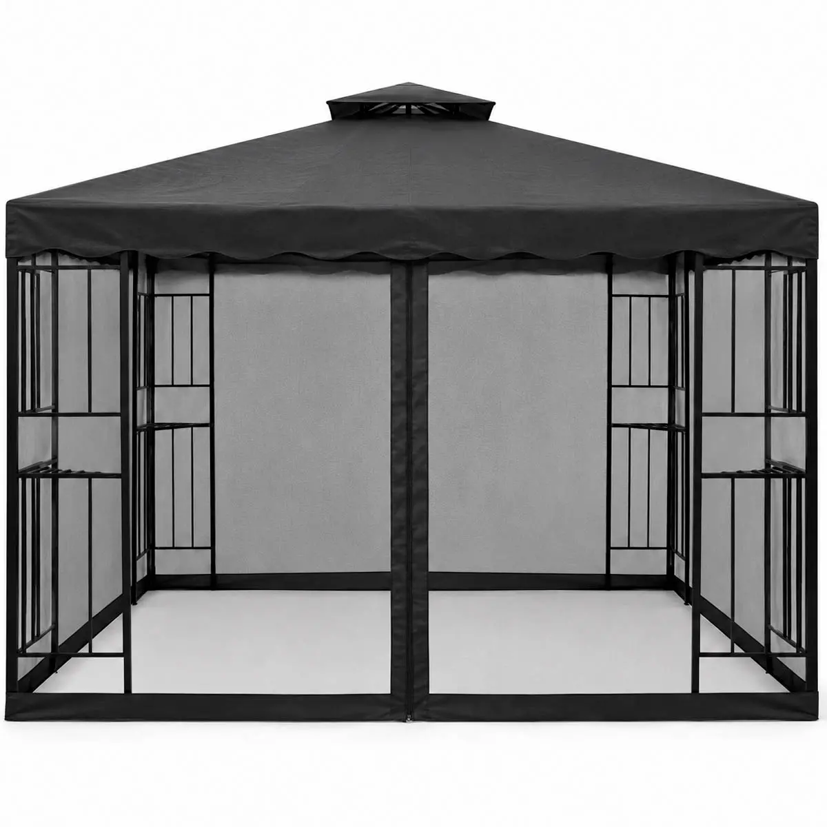 Paviljongens takskiva Barcelona 3x3m med nät svart - Paviljonger och pergolor - 6438471306170 - 0