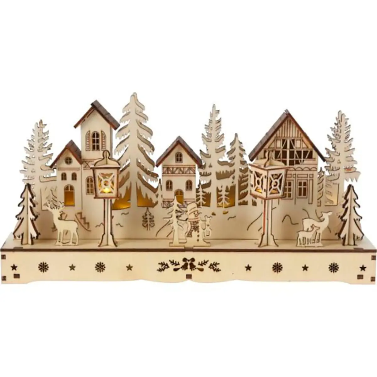 Trähuslandskap 30 cm - Ljusdekorationer för bord - 8721037136273 - 0