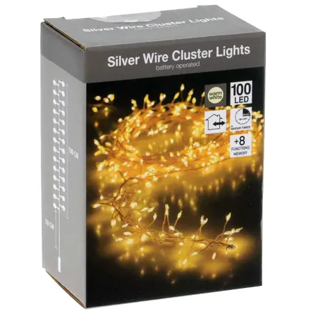 Valolanka Cluster 100 LED IP44 varm ljus - Batteridrivna ljusslingor - 8721037202848 - 0