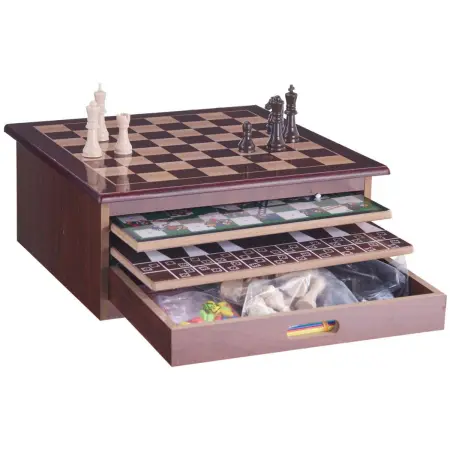 Spelset 12-i-1 i trälåda - Pusselspel och brädspel - 8721461047602 - 0