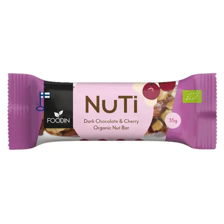 Foodin Nuti Dark Chocolate & Cherry bar 15x35g - Choklad-, lakrits- och proteinbars - 6430048237504 - 1