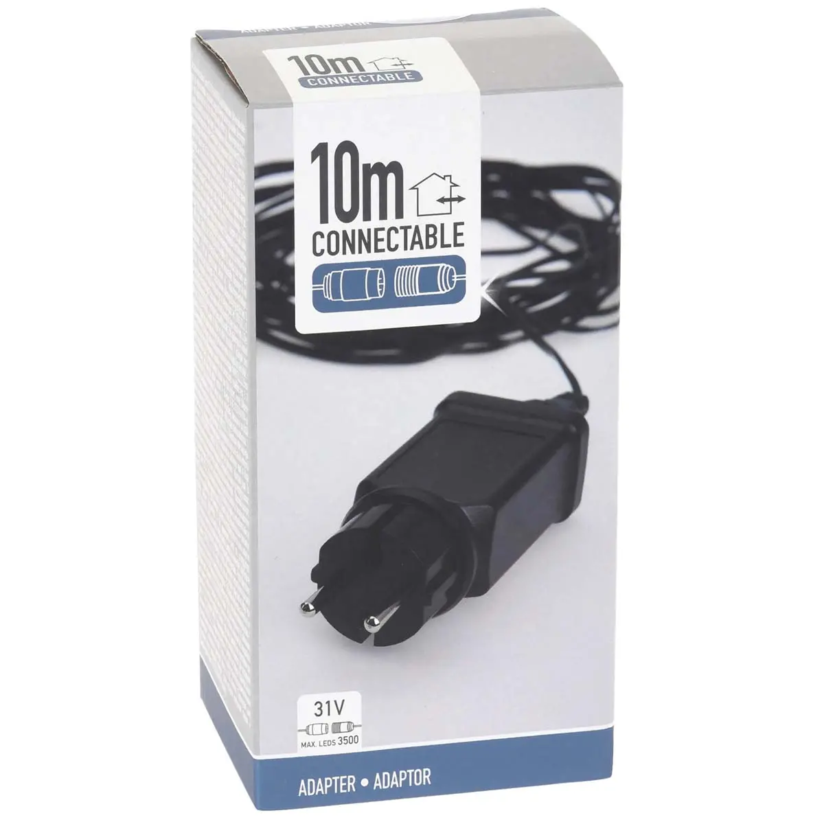Lättkedjeadapter med 10m kabel - Ljusslingor och ljuslister - 8719987301551 - 0