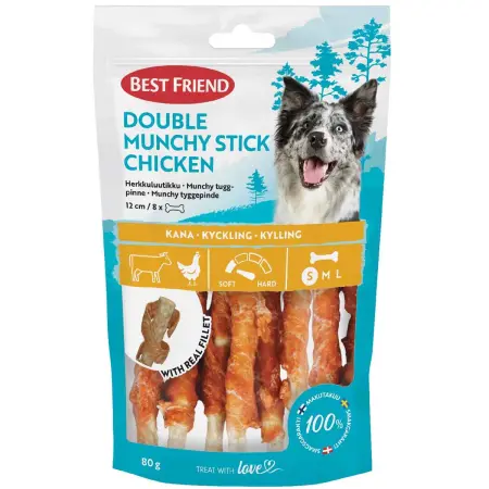Tuggbenspinne kyckling 8 st Best Friend 80 g - Tuggben, tuggpinnar och tuggrullar för hund - 5700551173073 - 0