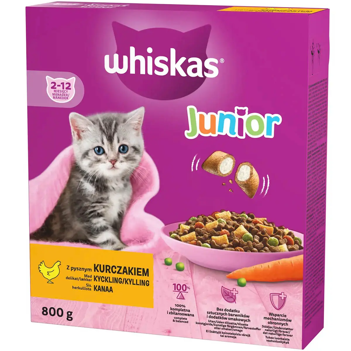 Whiskas Junior kattemad 800g Kylling - Tør kattefoder - 5900951305542 - 0