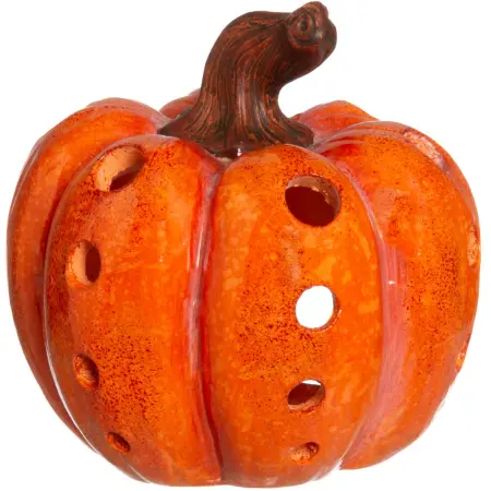 Lykta Pumpa i keramik orange 13cm - Ljusstakar och värmeljushållare - 6410416504766 - 0