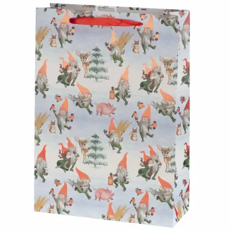 Presentpåse Nisse L 30x12x42cm - Paketinslagning - 6410416578705 - 0