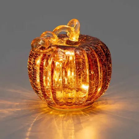 LED-pumpa i sprucket glas 12cm orange - Dekorationsföremål - 6410416588513 - 1