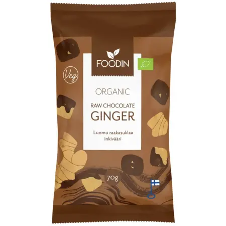 Rå choklad Ingefära 70g ekologisk Foodin - Delikatesser og drikkevarer - 6430055215335 - 0