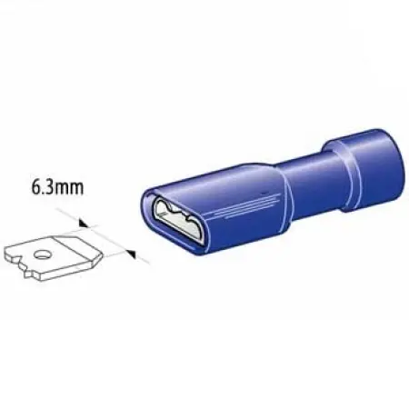 Platt kontakt hona 6,3mm 10st blå - Abikokontakter - 6438255200045 - 1