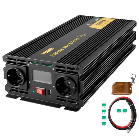 Inverter ren bølge 2500W 12V - 230V Ve - Bil inverter - 6438471351958 - 0