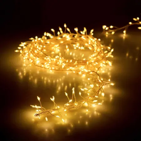 Lyskæde Cluster 100 LED IP44 varmt lys - Batteri lys - 8721037202848 - 1